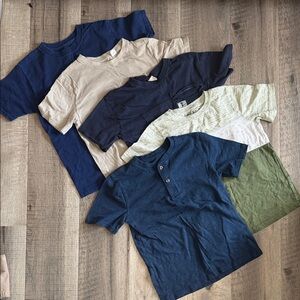 5 Shirts Bundle - Boys Short Sleeve Tee Pack - Navy, Gray, Olive - Size 8